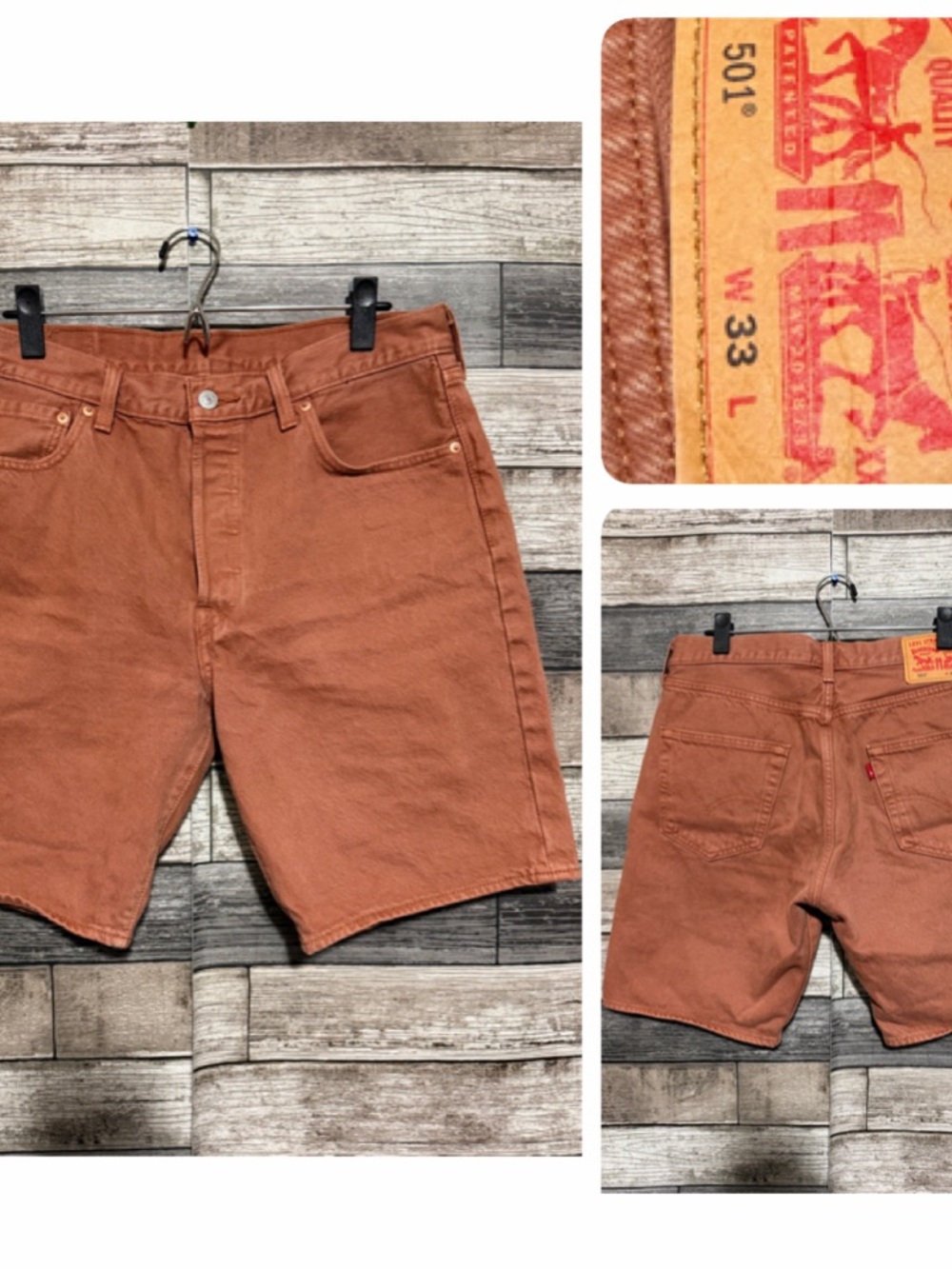 Levi’s 501 Jean Shorts Men’s 33 Terracotta Brown (Inseam 8.5) 100% Cotton